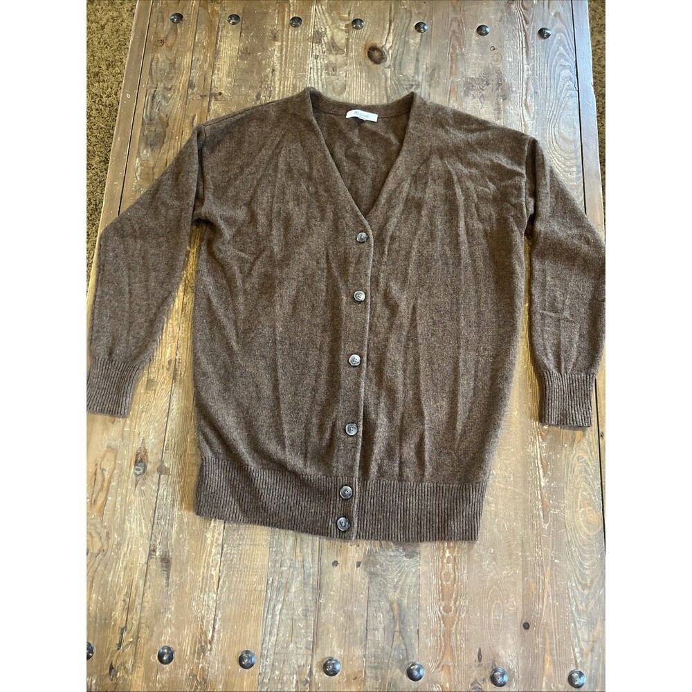 Madewell Cardigan Sweater Merino Wool Blend Brown V Neck Button Up Oversized XS
